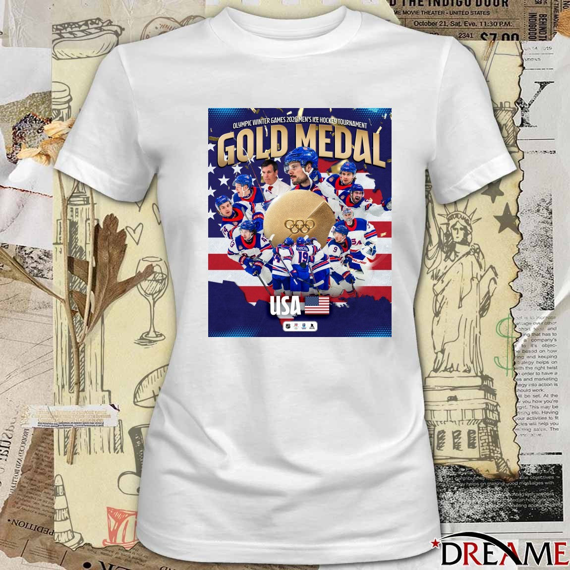Olympic Winter Games 2026 Men’s Ice Hockey Tournament Gold Medal Team USA Poster t-shirt