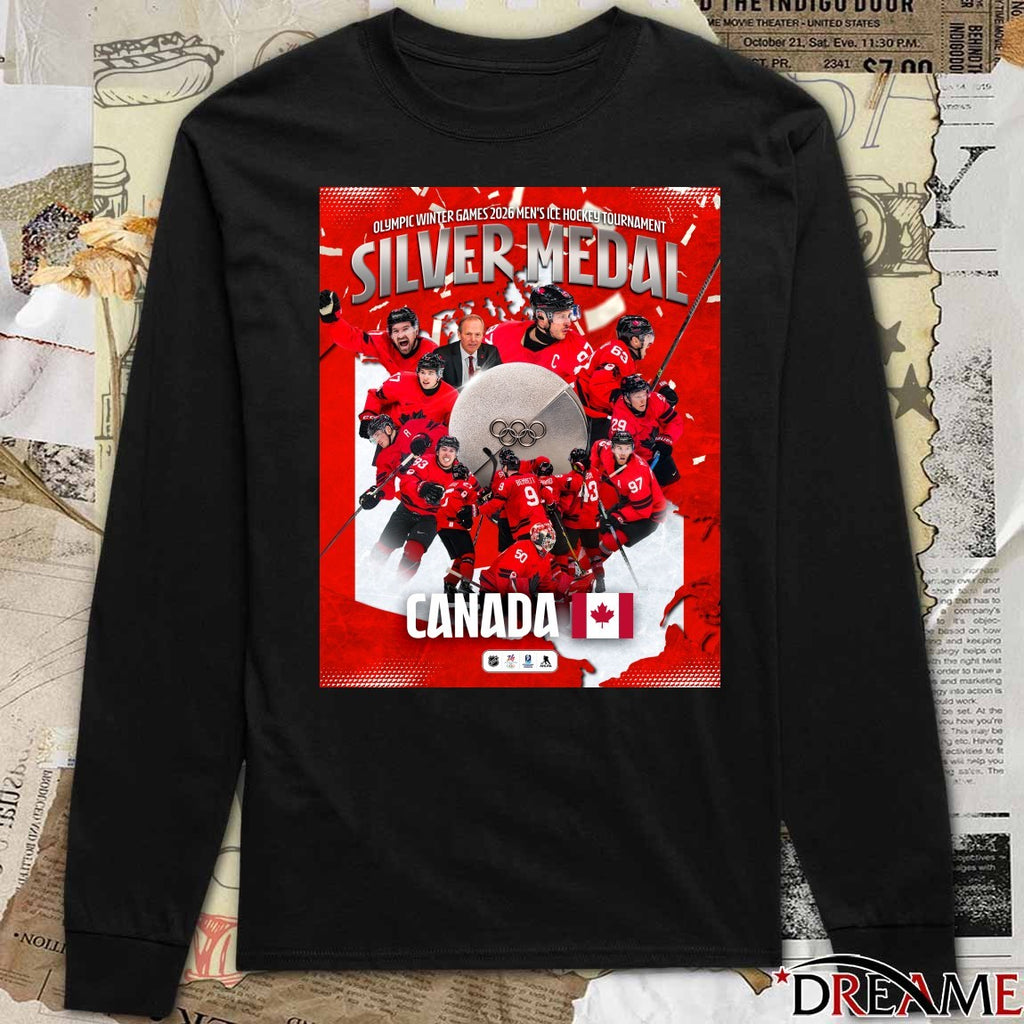 Olympic Winter Games 2026 Men’s Ice Hockey Tournament Silver Medal Team Canada Poster t-shirt