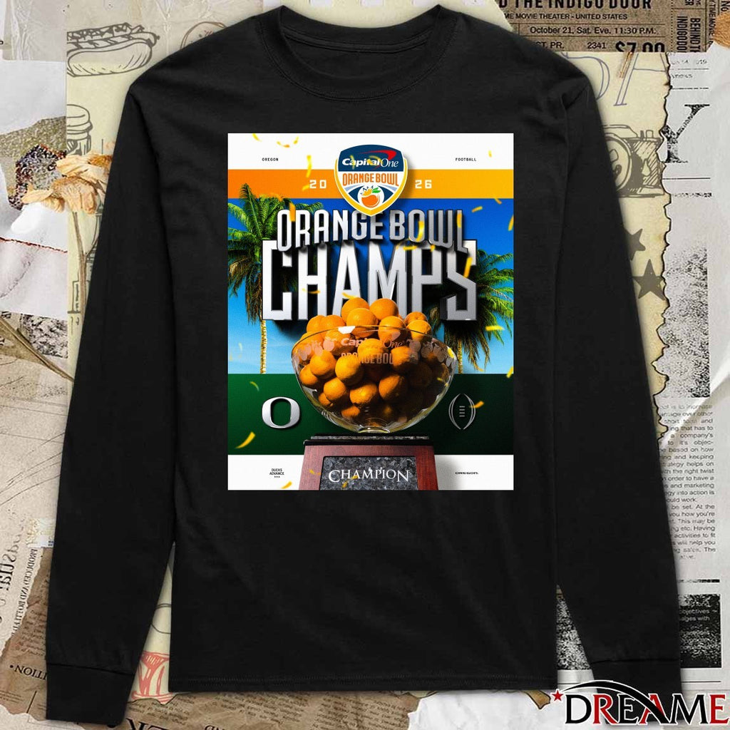 Oregon defeated Texas Tech 2026 Capital One Orange Bowl Champions Poster t-shirt