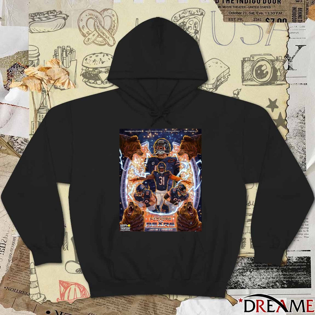 Packers Vs Bears Jan 10 Caleb Williams, Kevin Byard III, Drew Dalman and Joe Thuney Poster t-shirt