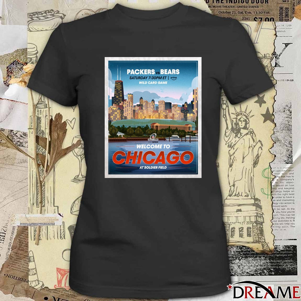 Packers vs. Bears Wild Card Game Welcome To Chicago At Soldier Field Poster t-shirt