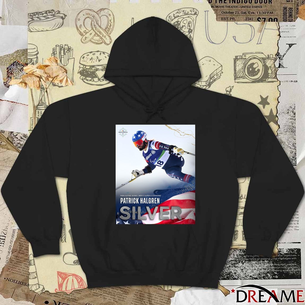 Para Alpine Skiing Men’s Super-g Standing Patrick Halgren Silver Medal Winter Paralympics t-shirt