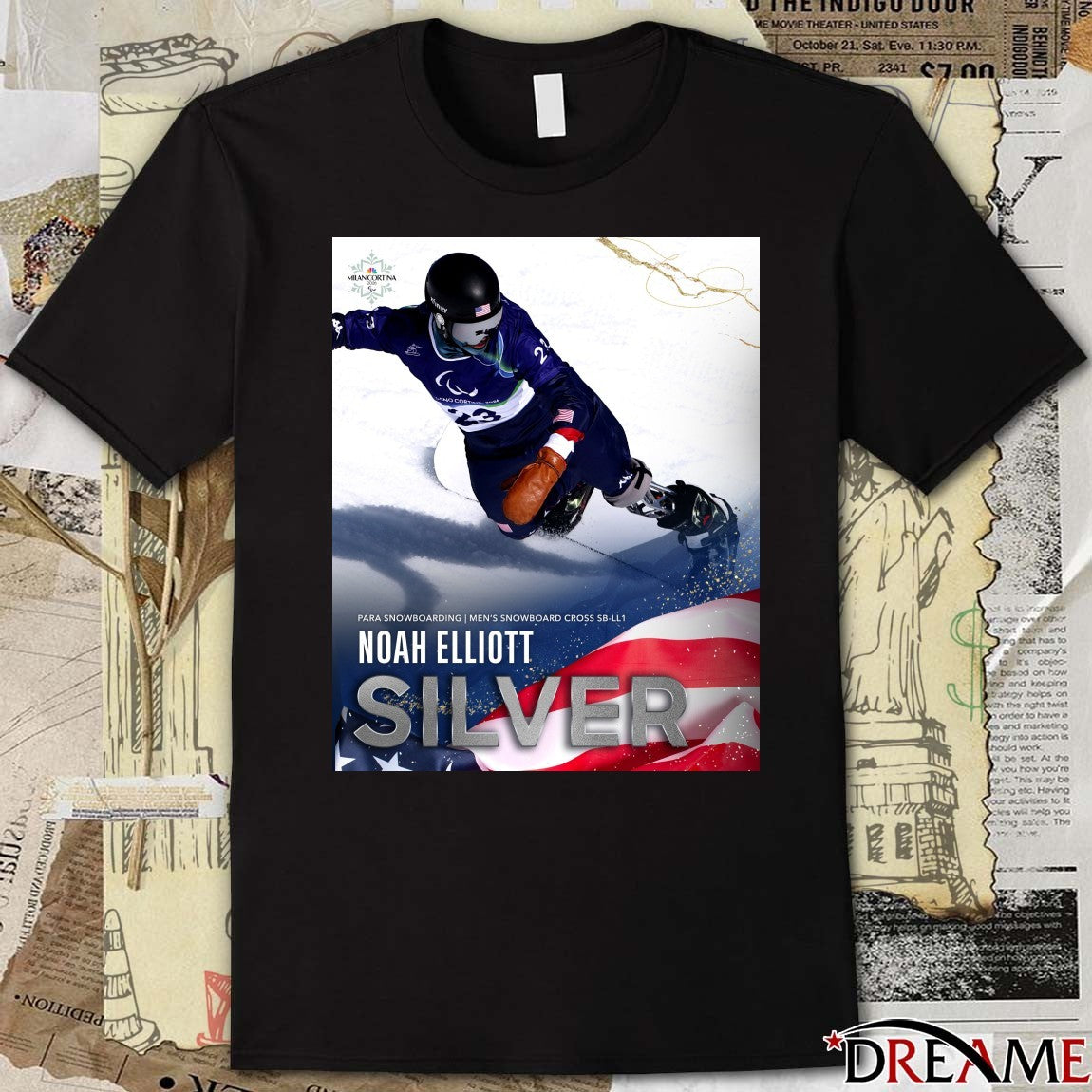 Para Snowboarding Men’s Snowboard Cross Sb-ll1 Noah Elliott Silver Medal t-shirt