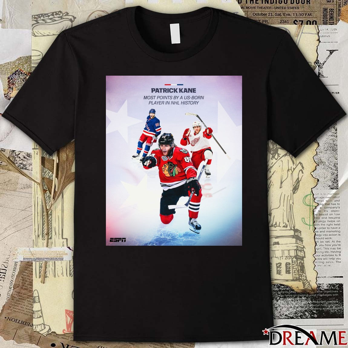 Patrick Kane Most Points By A US-born Player In NHL History Poster t-shirt