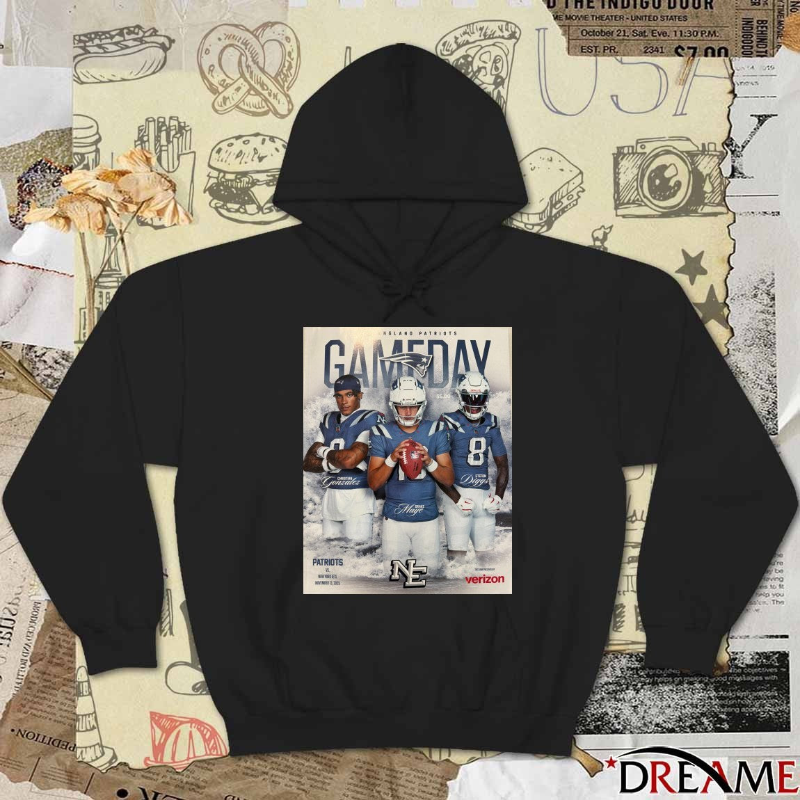 Patriots Vs Jets Gameday Christian Gonzalez, Drake Maye, and Stefon Diggs November 13, 2025 Poster t-shirt