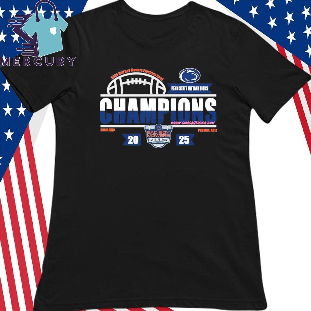 Penn State Nittany Lions 2025 Bad Boy Mowers Pinstripe Bowl Champions At Yankee Stadium On December 27 Shirt