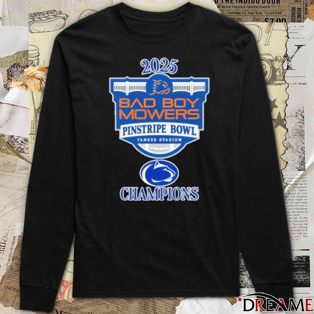 Penn State Nittany Lions PSU 2025 Bad Boy Mowers Pinstripe Bowl Champions t-shirt
