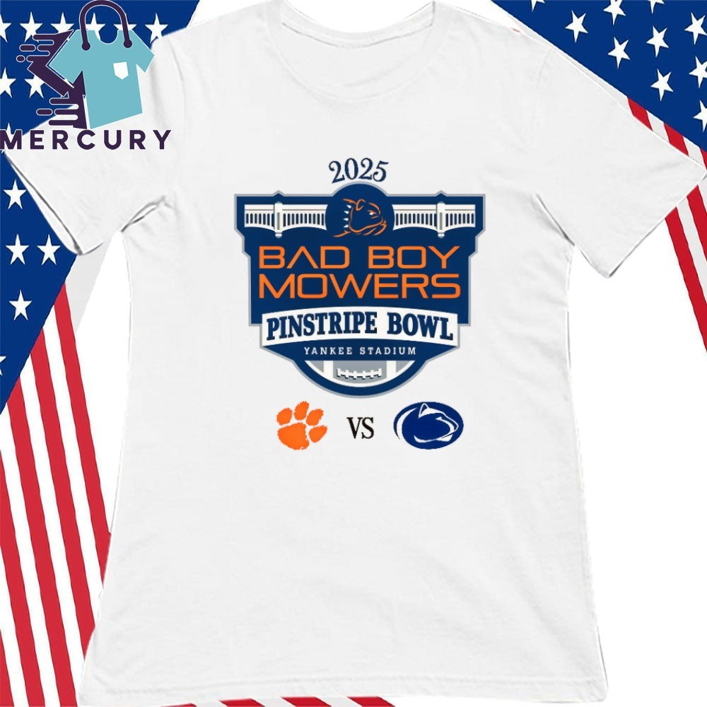 Penn State Nittany Lions Vs Clemson Tigers 2025 Bad Boy Mowers Pinstripe Bowl Shirt