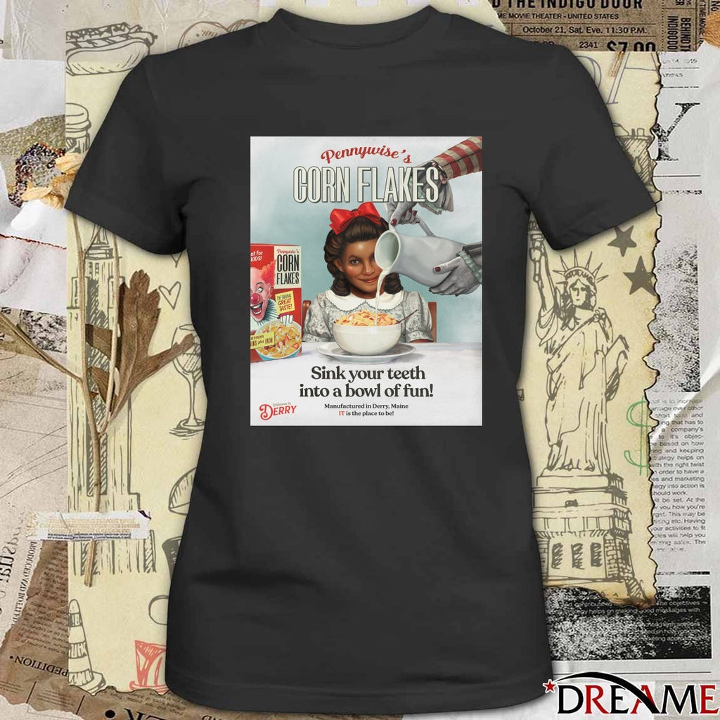 Pennywise’s Corn Flakes Sink Your Teeth Into A Bowl Of Fun October 26 2025 Poster t-shirt