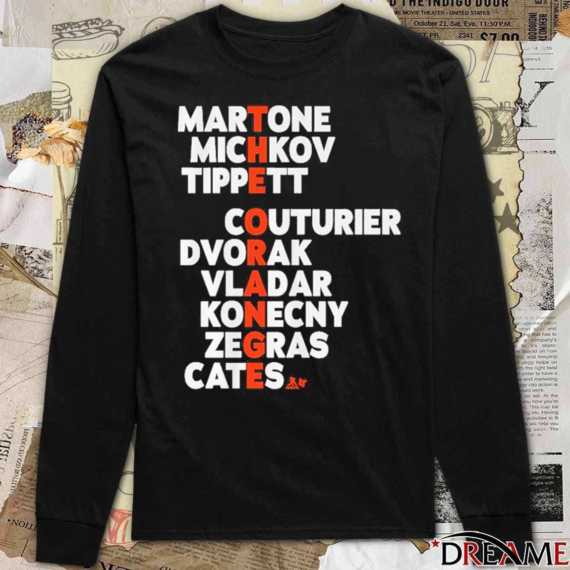Philadelphia Flyers Hockey The Orange Names Martone Michkov Tippett Couturier Dvorak Vladar t-shirt