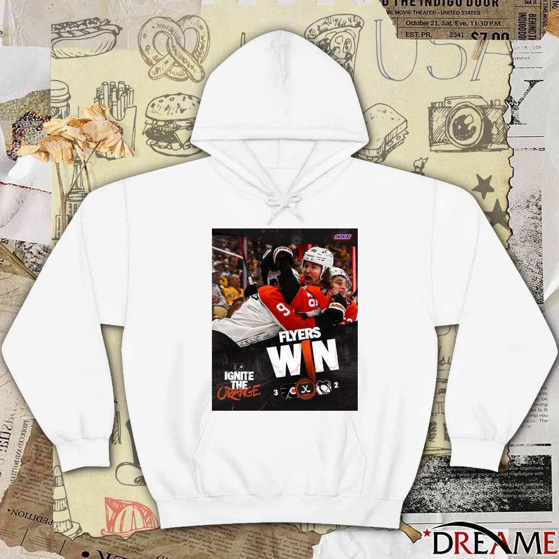 Philadelphia Flyers Win Pittsburgh Penguins Final Score 3-2 Ignite The Orange Poster t-shirt