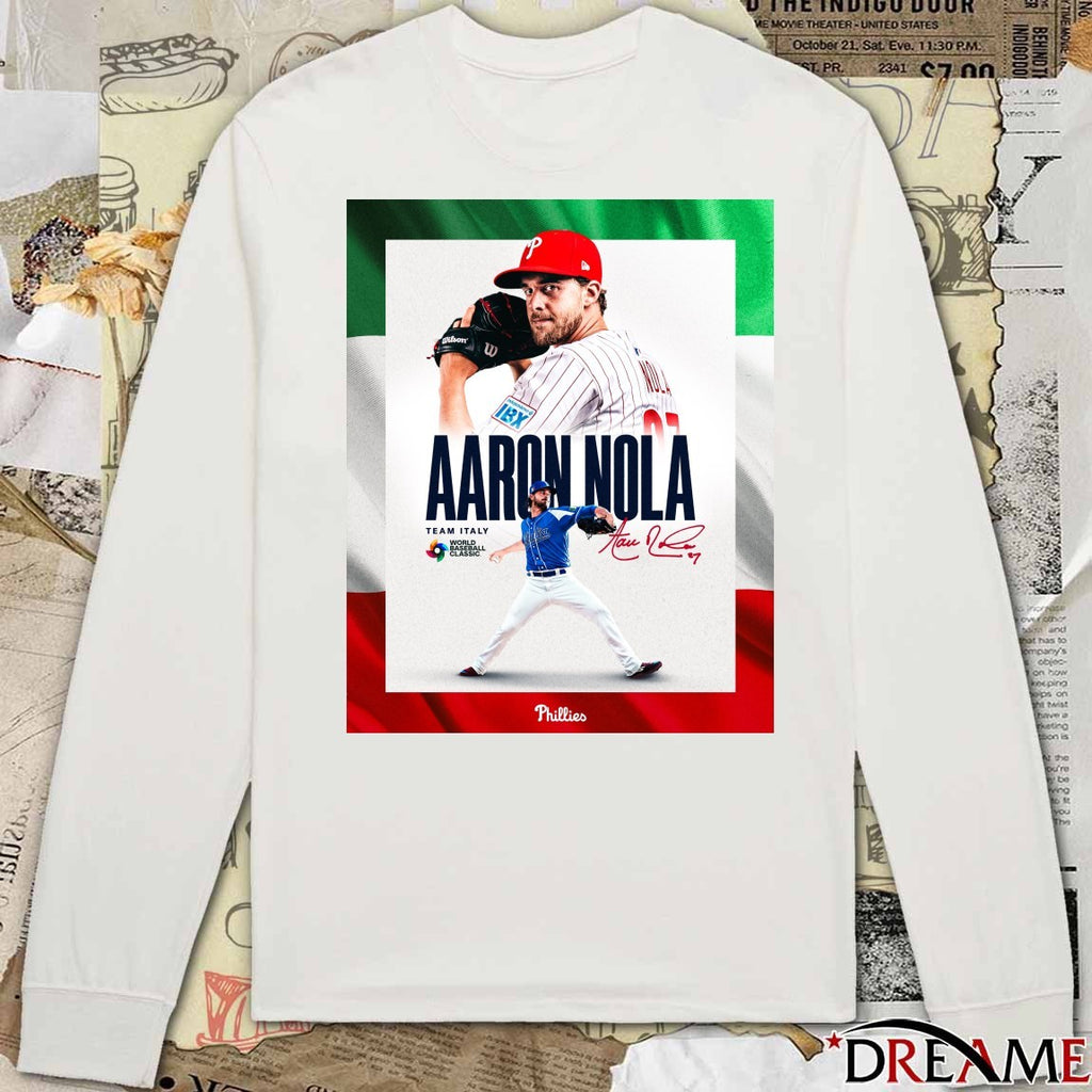 Philadelphia Phillies Aaron Nola Team Italy World Baseball Classic Signature Poster t-shirt