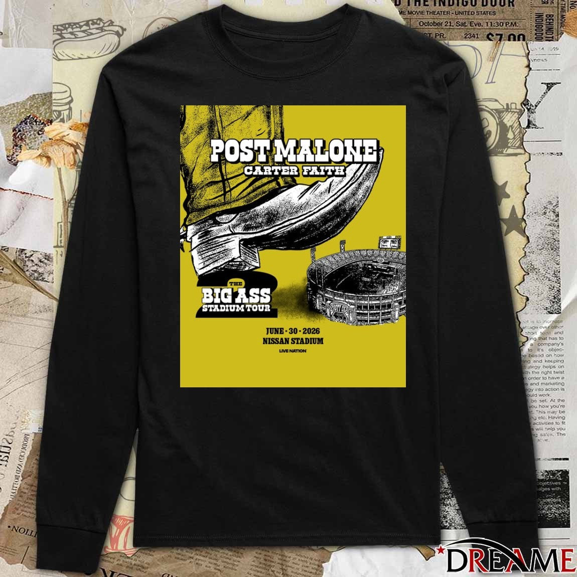 Post Malone The Big Ass Stadium Tour Carter Faith June 30 2026 Nissan Stadium Poster t-shirt