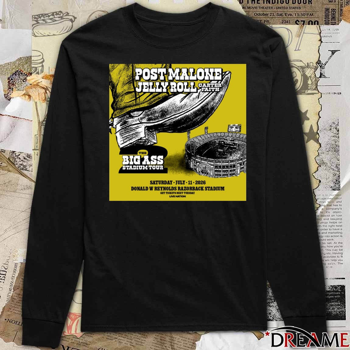Post Malone The Big Ass Stadium Tour July 11 2026 Donald W Reynolds Razorback Stadium Poster t-shirt