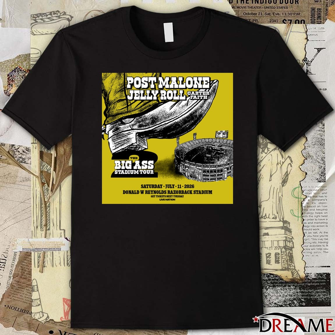 Post Malone The Big Ass Stadium Tour July 11 2026 Donald W Reynolds Razorback Stadium Poster t-shirt
