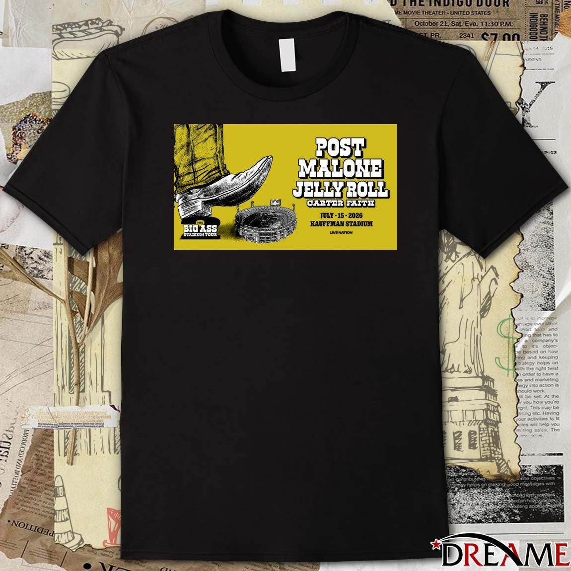 Post Malone The Big Ass Stadium Tour July 15 2026 Kauffman Stadium Poster t-shirt