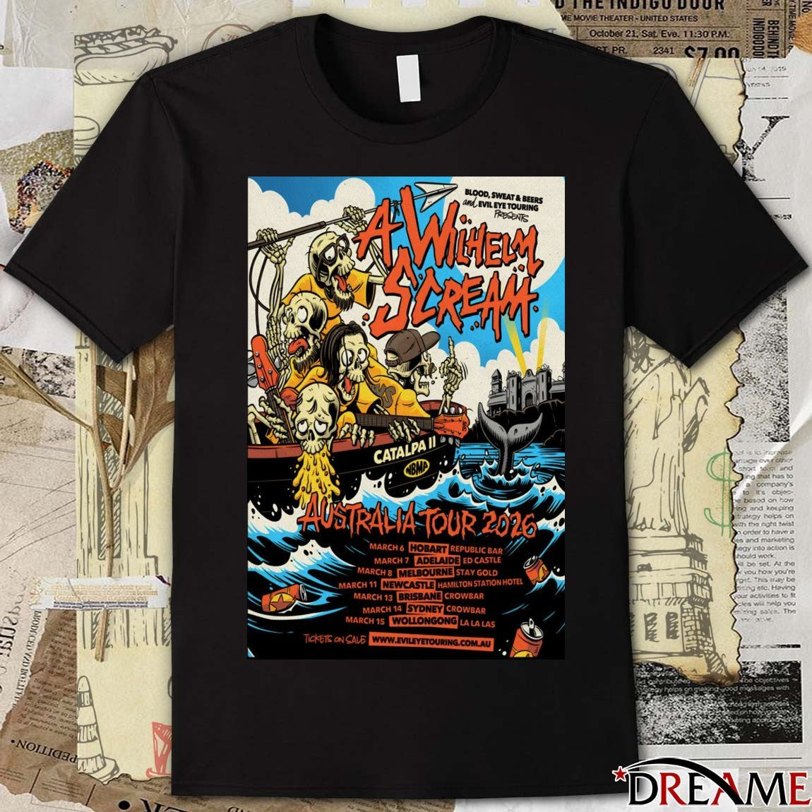 Poster A Wilhelm Scream Australia Tour 2026 March 6 – 15 Shows t-shirt