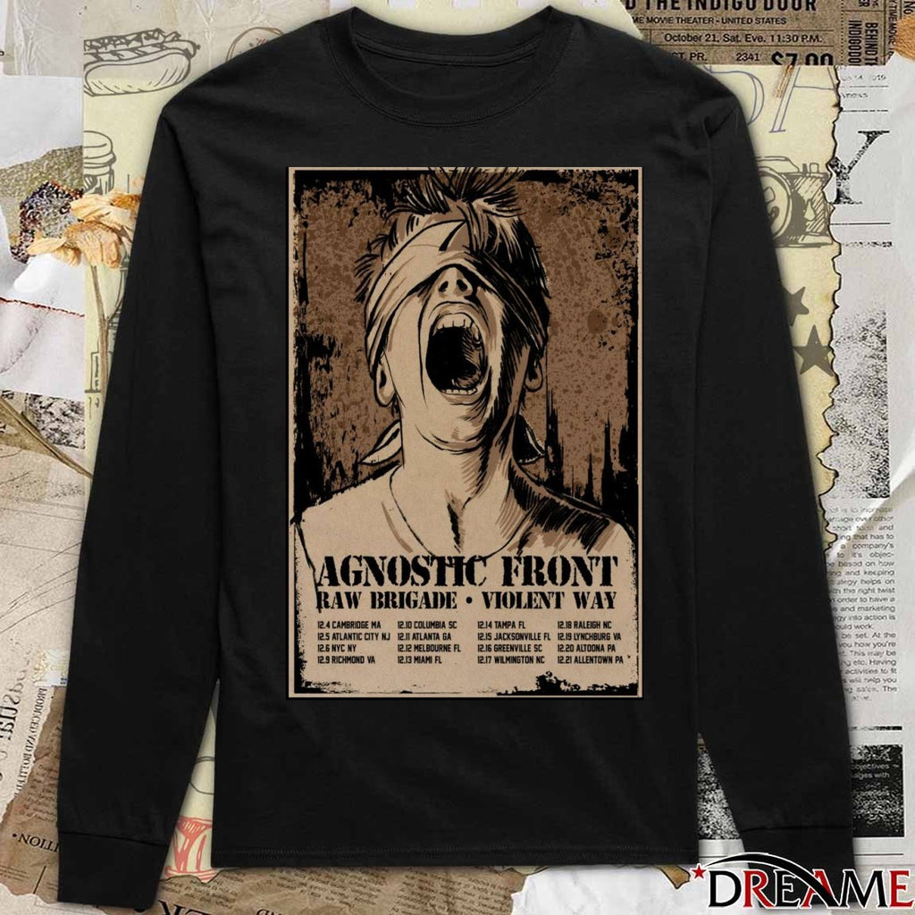 Poster Agnostic Front Tour Raw Brigade Violent Way December 4 – 21 2025 t-shirt