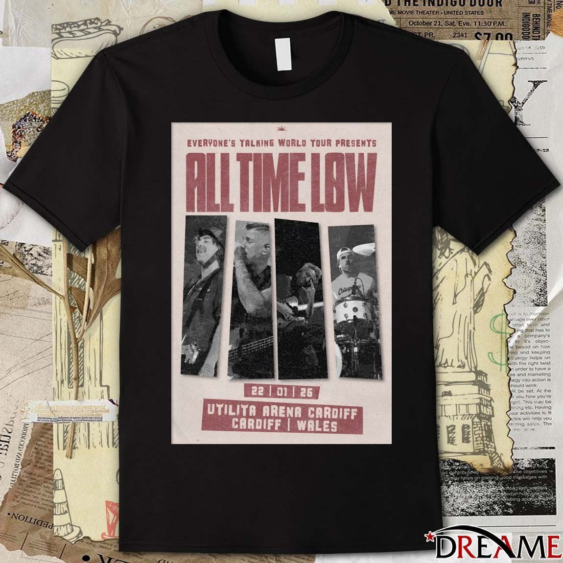 Poster All Time Low January 22 2026 Utilita Arena Cardiff Wales t-shirt