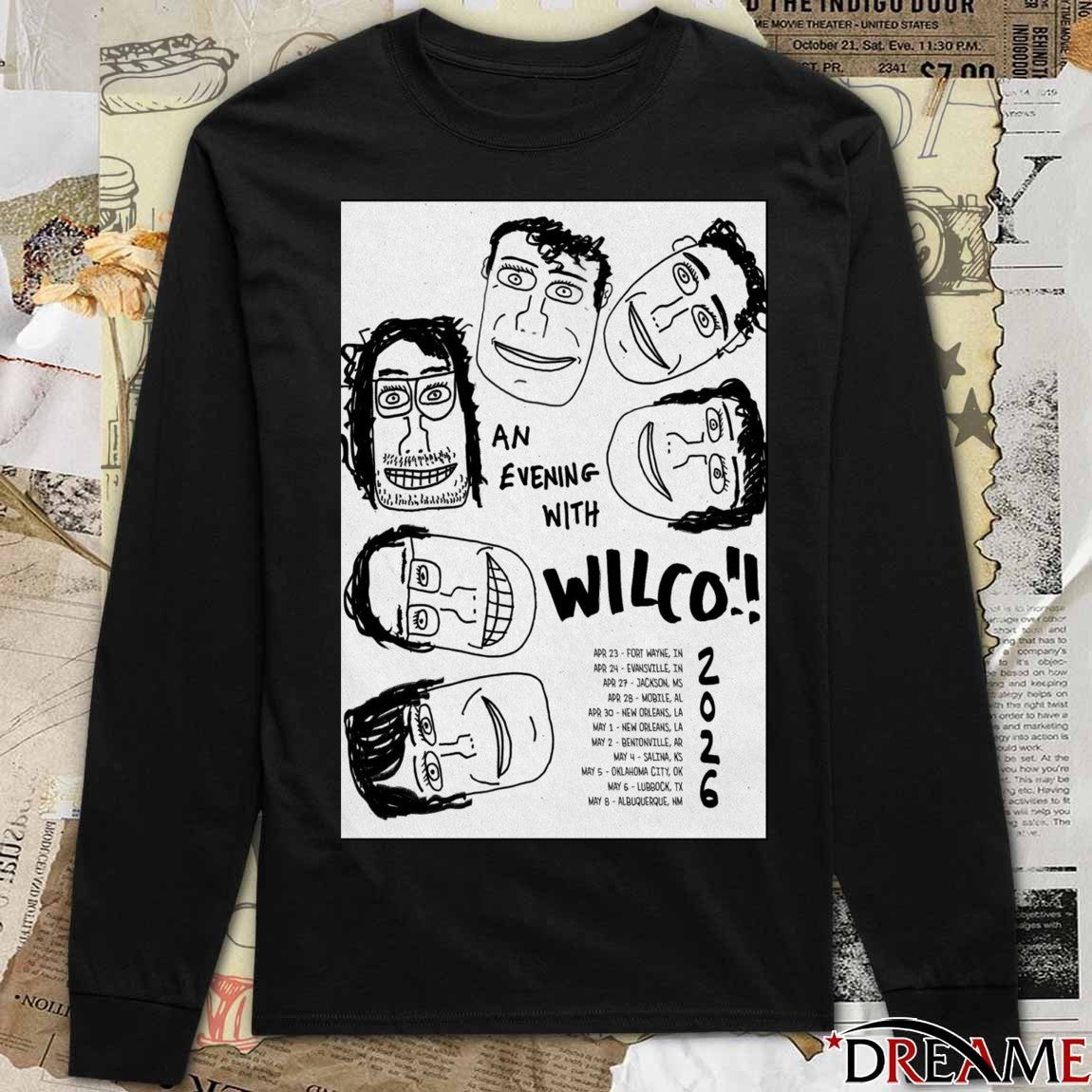 Poster An Evening With Wilco Spring 2026 April 23 – May 8 Tour t-shirt