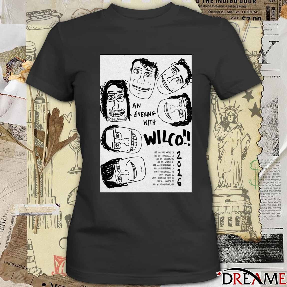 Poster An Evening With Wilco Spring 2026 April 23 – May 8 Tour t-shirt