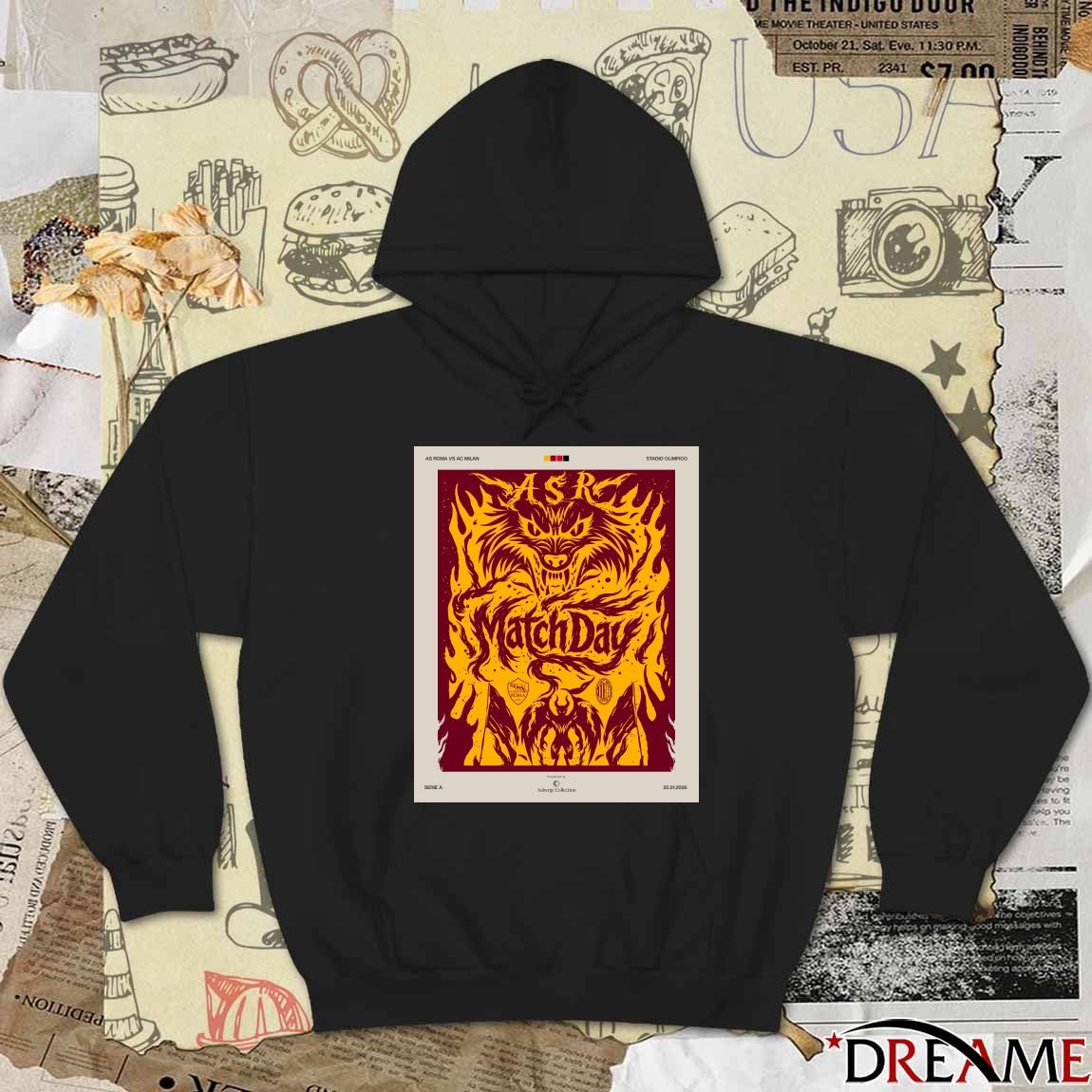 Poster As Roma vs. Ac Milan January 25 2026 Auberge Collection t-shirt