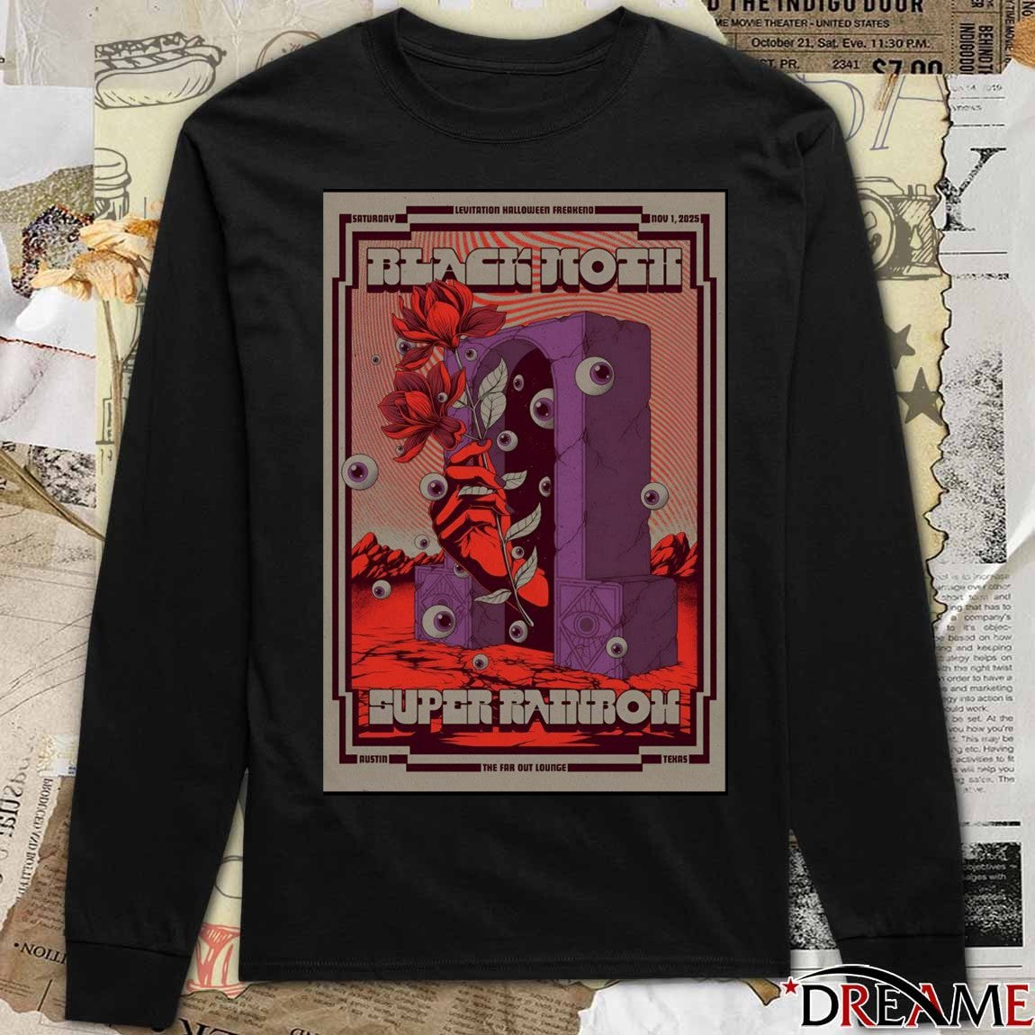 Poster Black Moth Super Rainbow The Far Out Lounge And Stage Austin TX November 1 2025 t-shirt