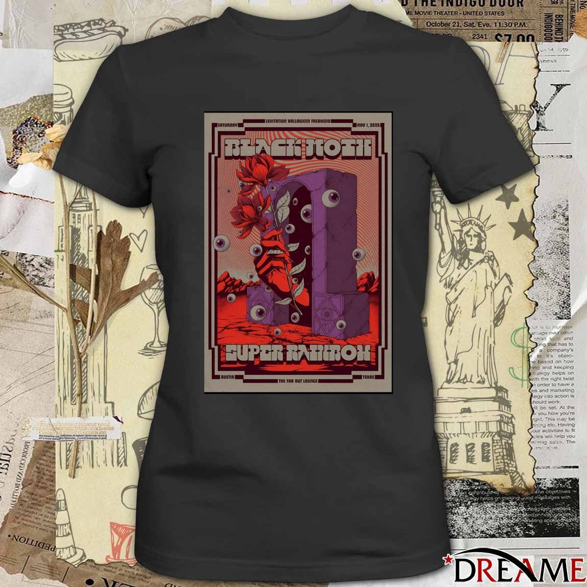 Poster Black Moth Super Rainbow The Far Out Lounge And Stage Austin TX November 1 2025 t-shirt
