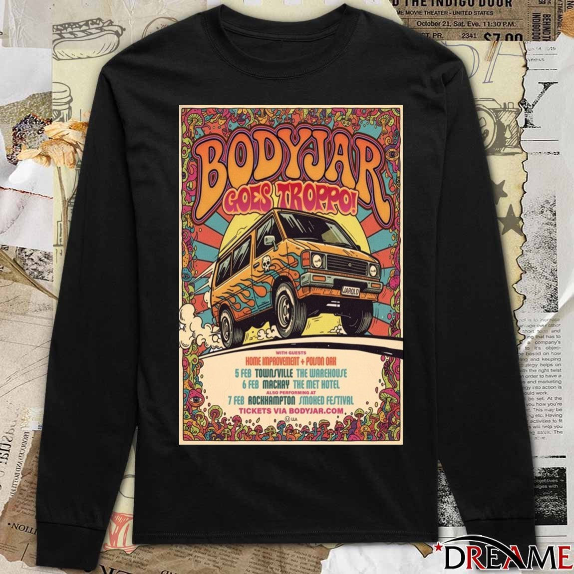 Poster Bodyjar Goes Troppo February 5-6-7 2026 Shows t-shirt