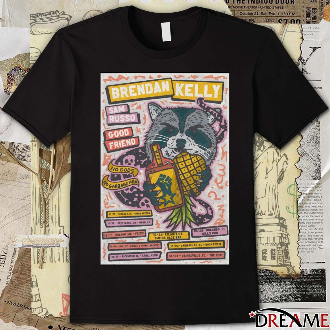 Poster Brendan Kelly And Sam Russo With Good Friend 2025 No Gods No Garbage Men Tour t-shirt
