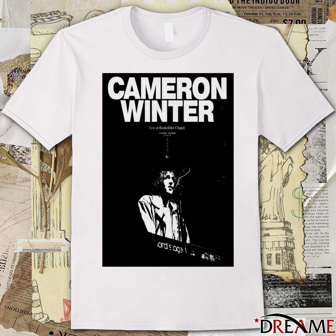 Poster Cameron Winter December 17 2025 Tour Live At Rockefeller Chapel Chicago, IL t-shirt