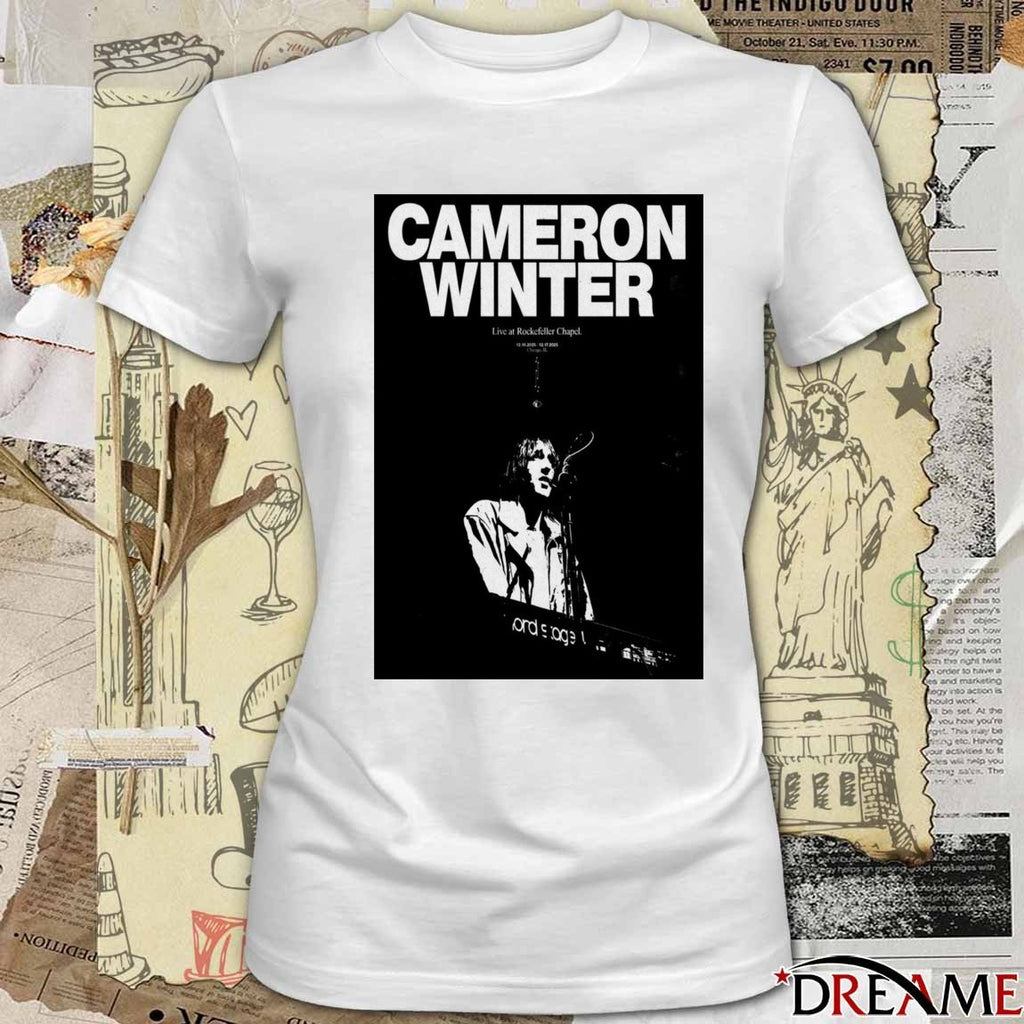 Poster Cameron Winter December 17 2025 Tour Live At Rockefeller Chapel Chicago, IL t-shirt
