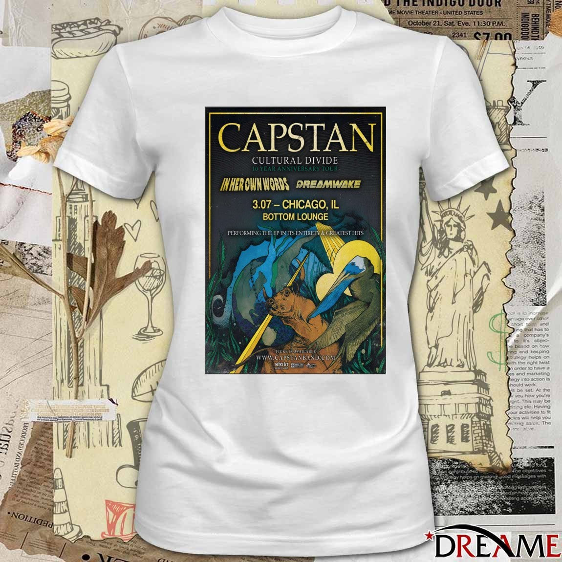 Poster Capstan March 7 2026 Bottom Lounge Chicago IL t-shirt