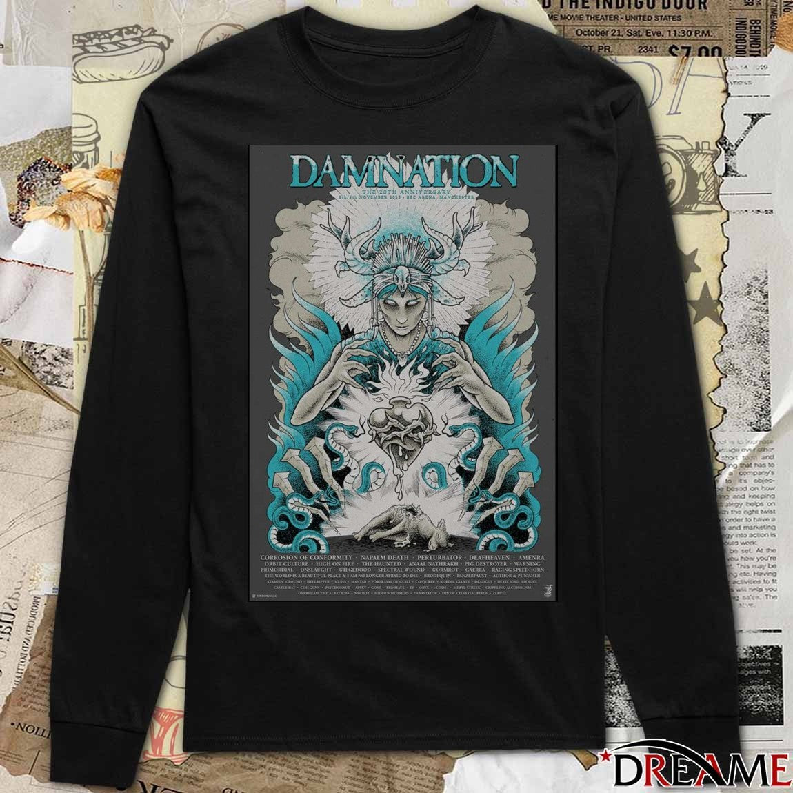 Poster Damnation Festival The 20th Anniversary November 8-9 2025 BEC Arena in Manchester UK t-shirt