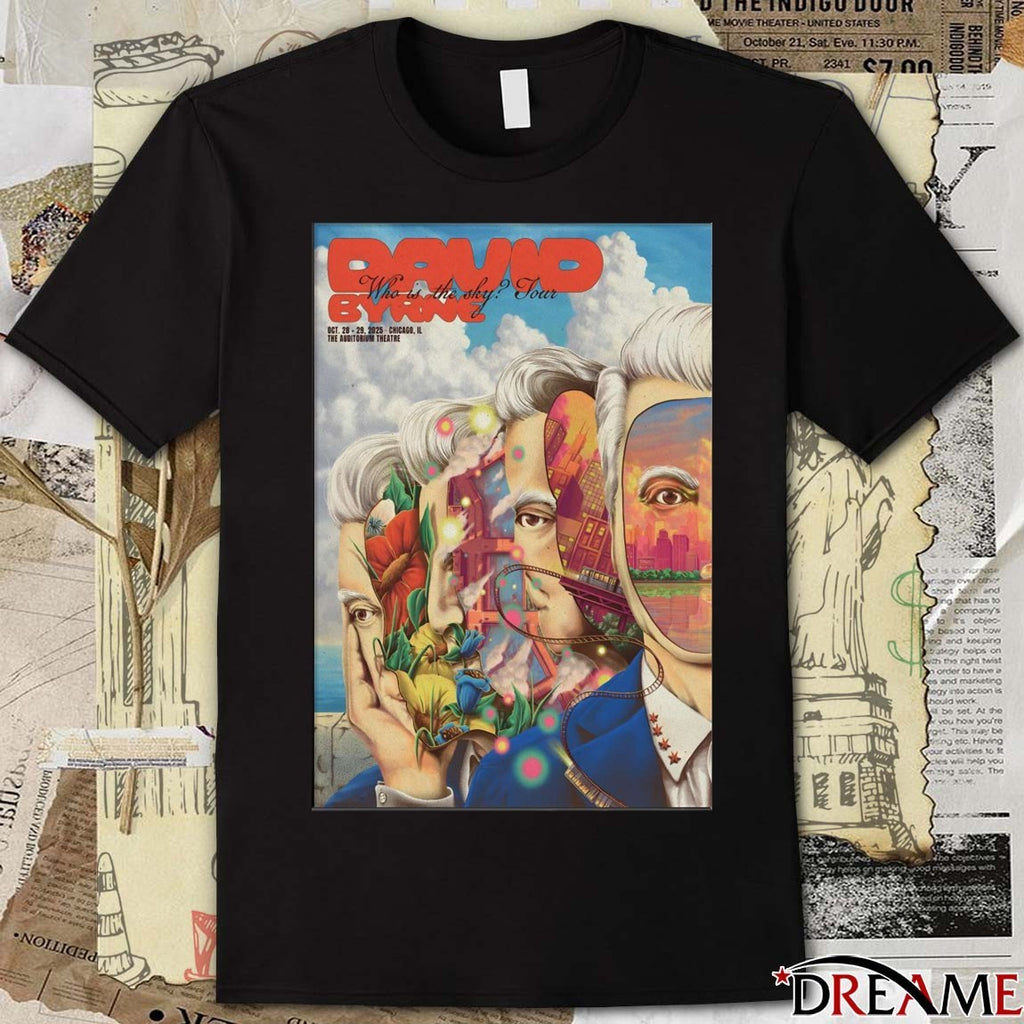 Poster David Byrne Tour Chicago IL On October 28-29 2025 The Auditorium Theatre t-shirt