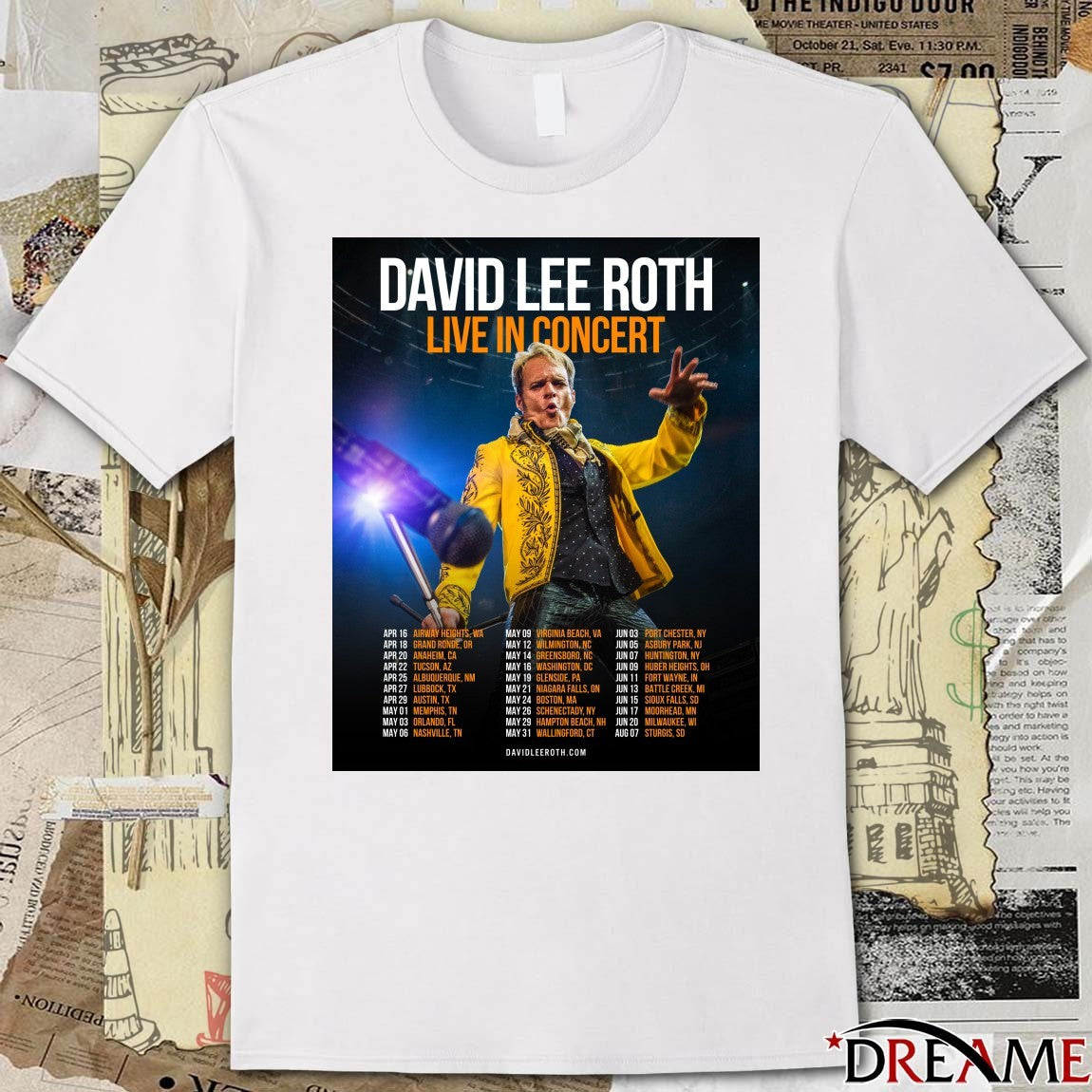 Poster David Lee Roth Live In Concert 2026 Norrth America Schedule t-shirt