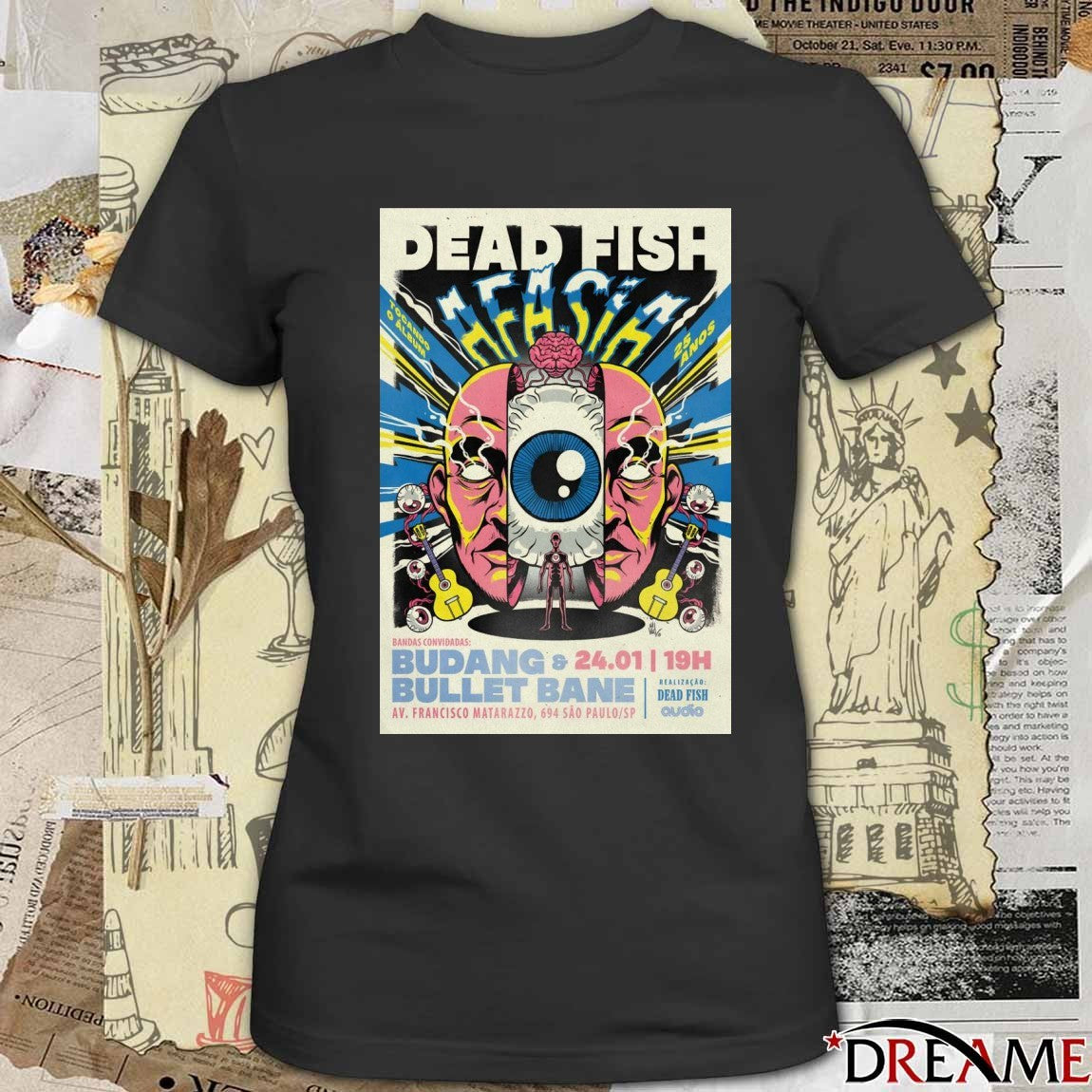 Poster Dead Fish January 24 2026 Audio in São Paulo Brazil t-shirt