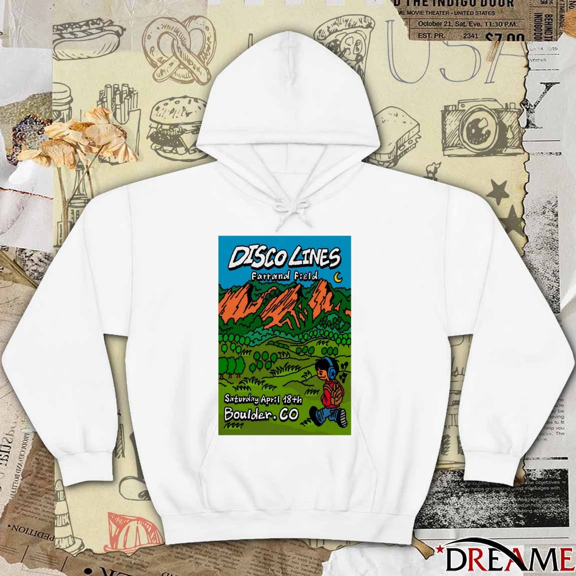 Poster Disco Lines Farrand Field April 18 2026 Boulder CO t-shirt