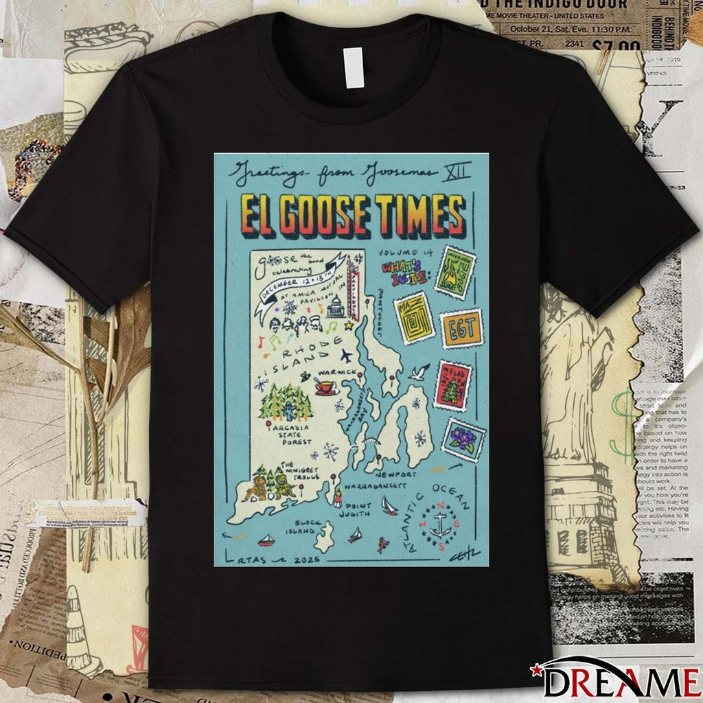 Poster El Goose Times 12.13.2025 Amica Mutual Pavilion t-shirt