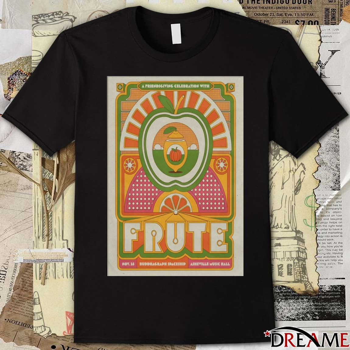 Poster Fruit Buddha Raph Spaceship Asheville Music Hall NC November 28 2025 t-shirt