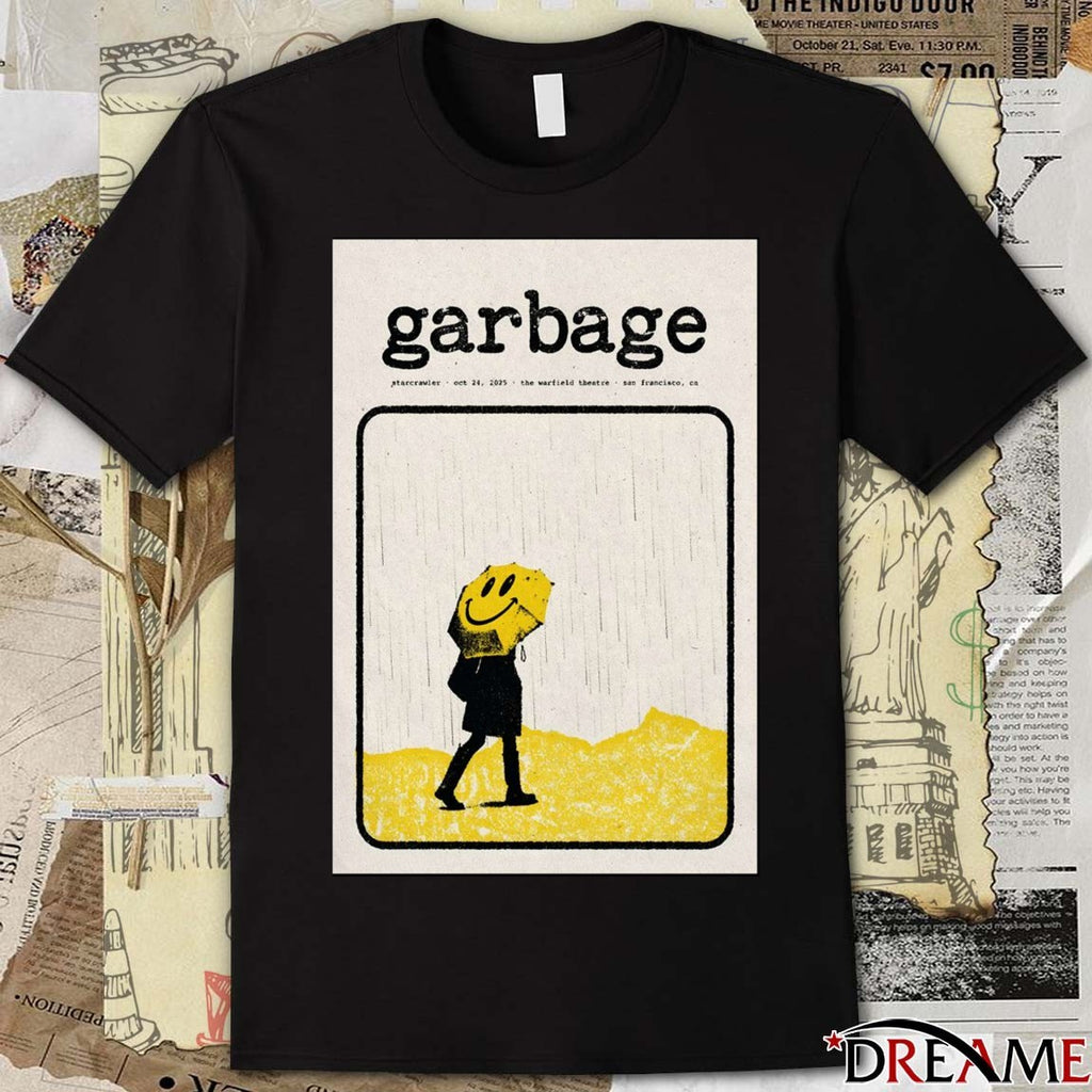Poster Garbage October 24 2025 The Warfield Theatre In San Francisco Event t-shirt