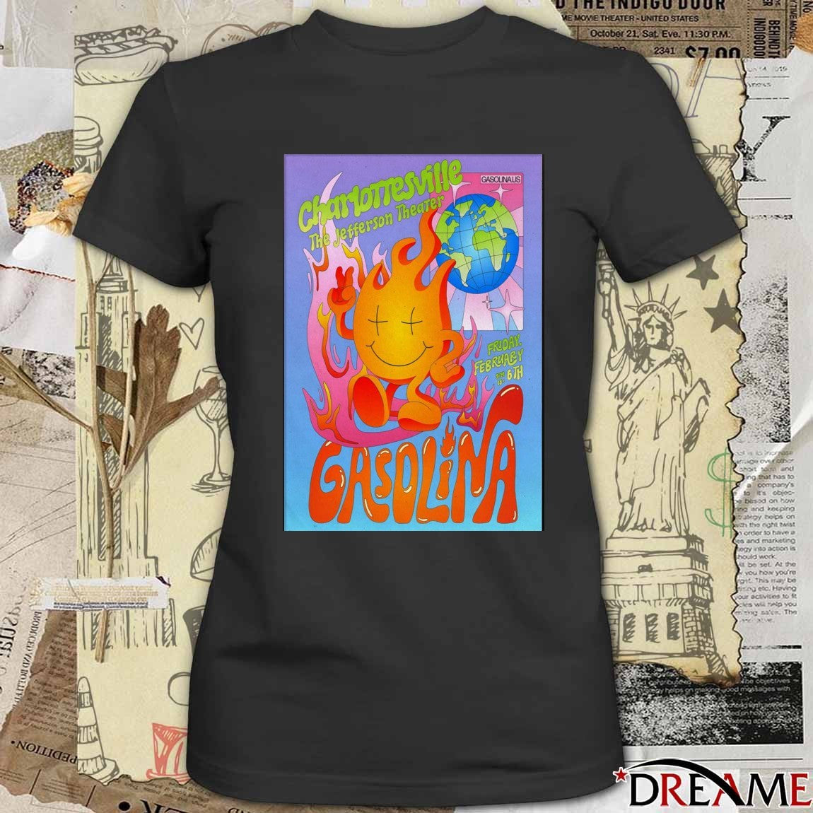 Poster Gasoline Party Jefferson Theater In Charlottesville VA February 6 2026 t-shirt