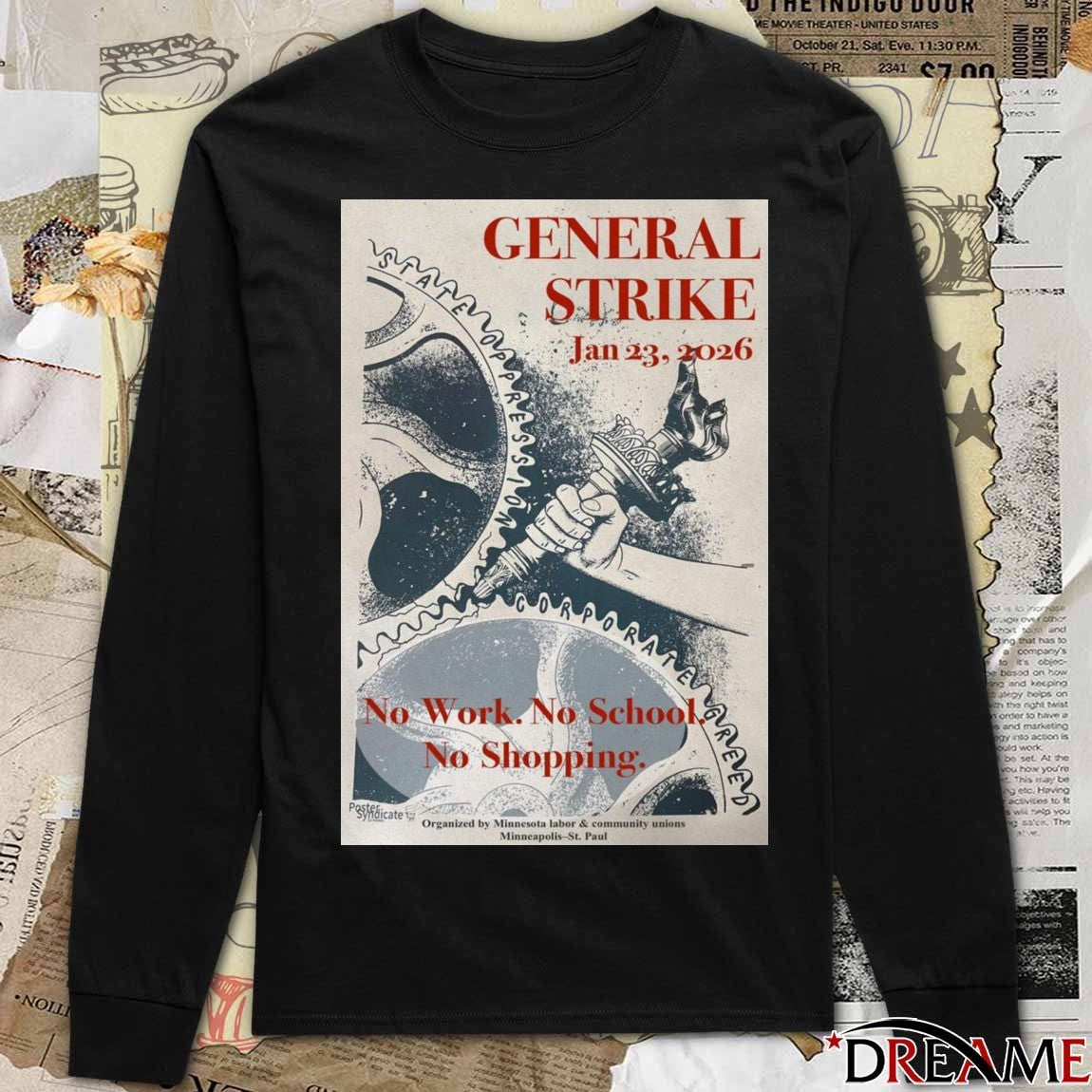 Poster General Strike January 23, 2026 Minneapolis St. Paul t-shirt
