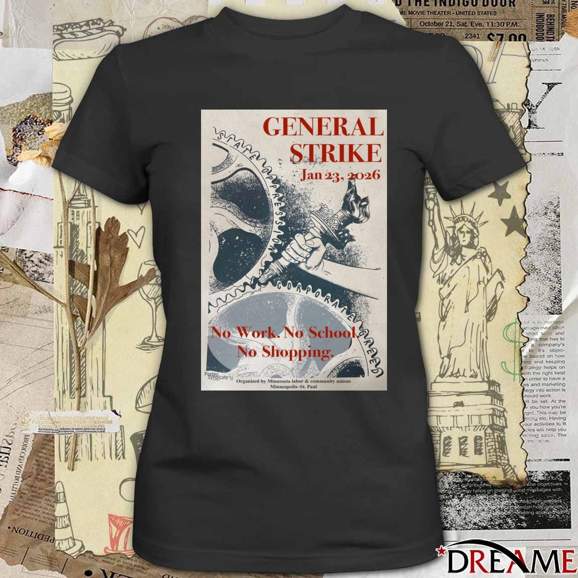 Poster General Strike January 23, 2026 Minneapolis St. Paul t-shirt