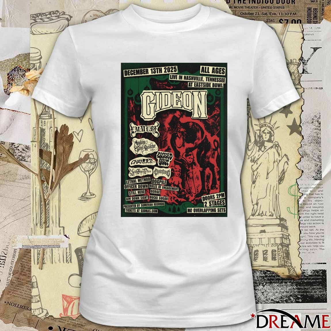 Poster Gideon December 13 2025 In Nashville TN At Eastside Bowl t-shirt
