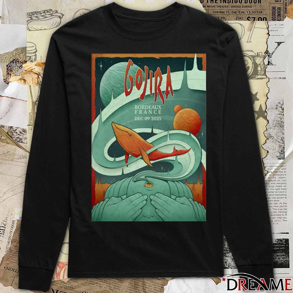 Poster Gojira December 9 2025 In Bordeaux France t-shirt