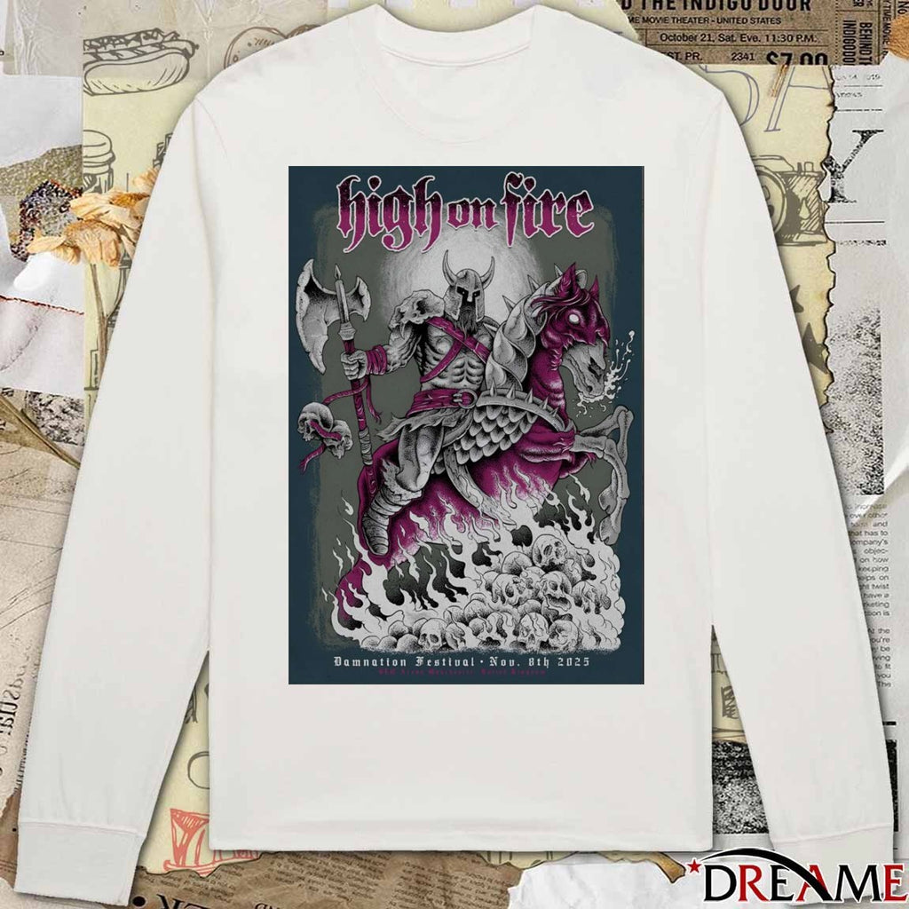 Poster High On Fire November 8th 2025 Damnation Festival Manchester UK t-shirt