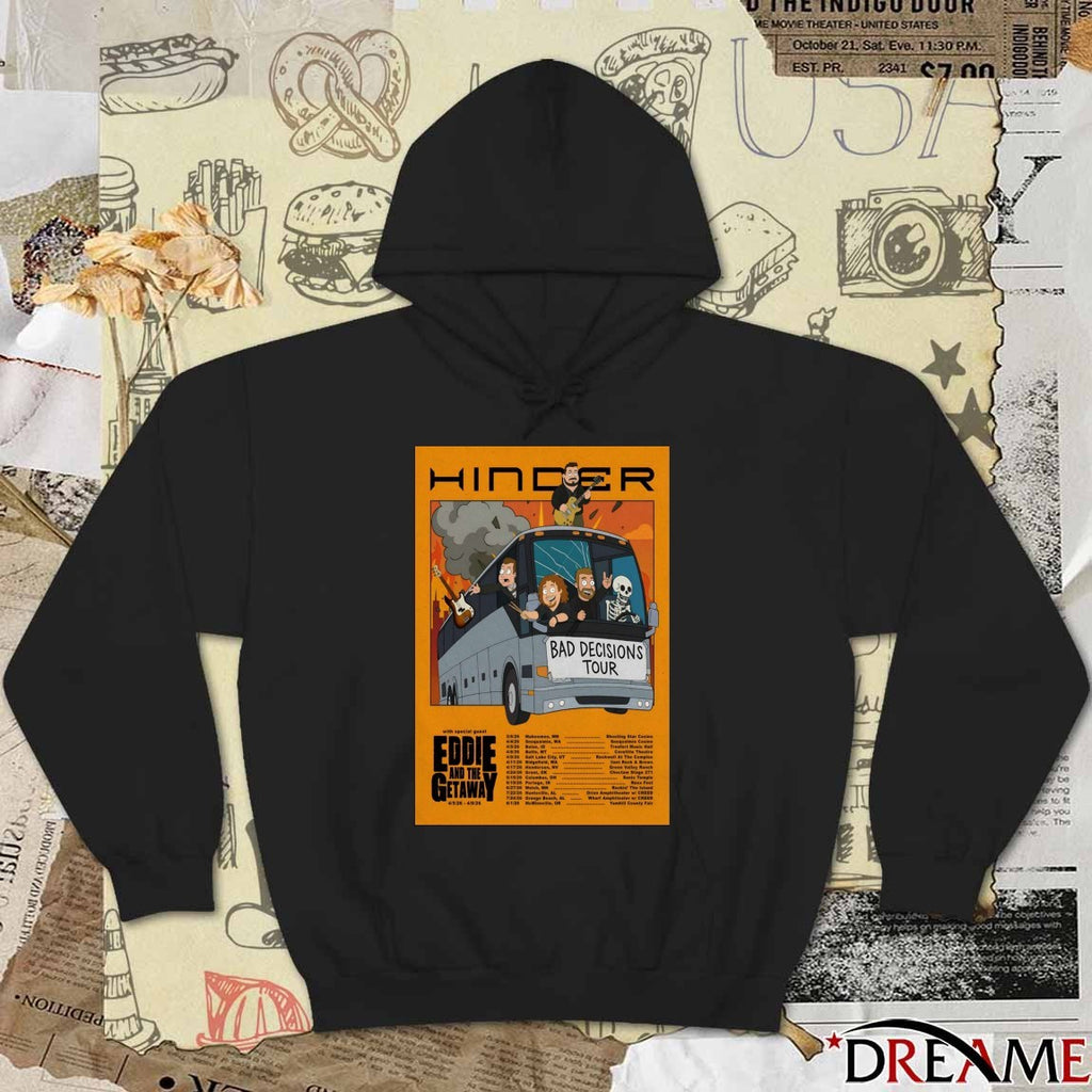 Poster Hinder Bad Decisions Tour 2026 March – August Shows t-shirt