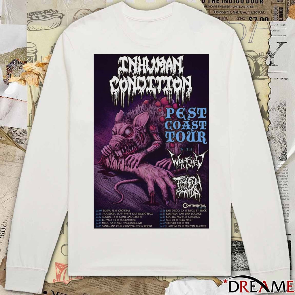 Poster Inhuman Condition January 09 – 24 2026 Pest Coast Tour t-shirt