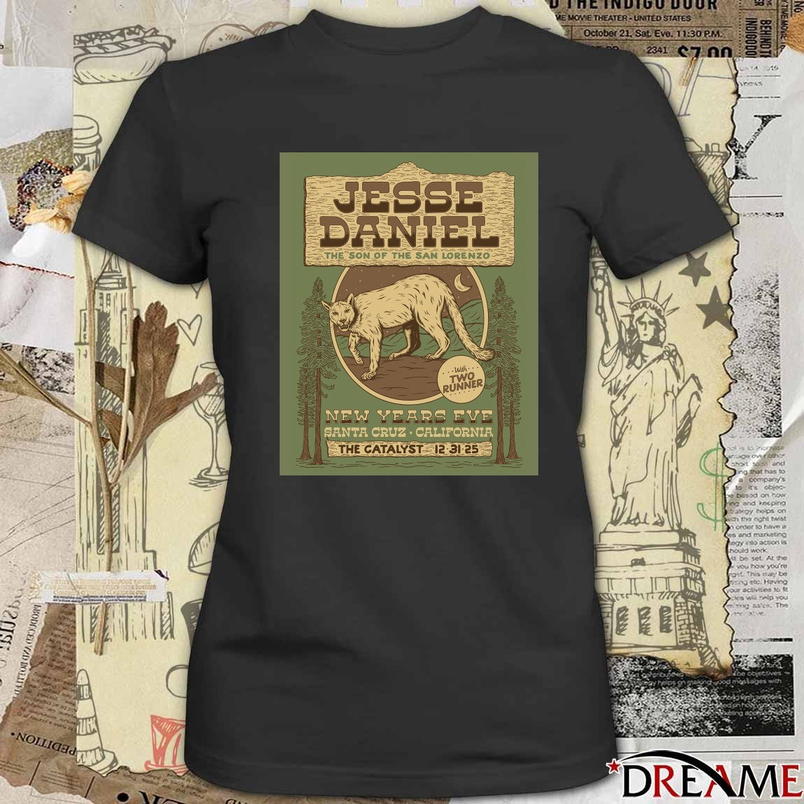 Poster Jesse Daniel December 31 2025 The Catalyst Santa Cruz CA t-shirt